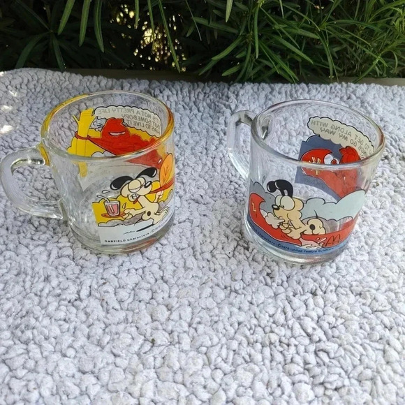 Vintage 1978 Garfield McDonald's Glass Mugs Set of 2 Jim Davis - Picture 6 of 8